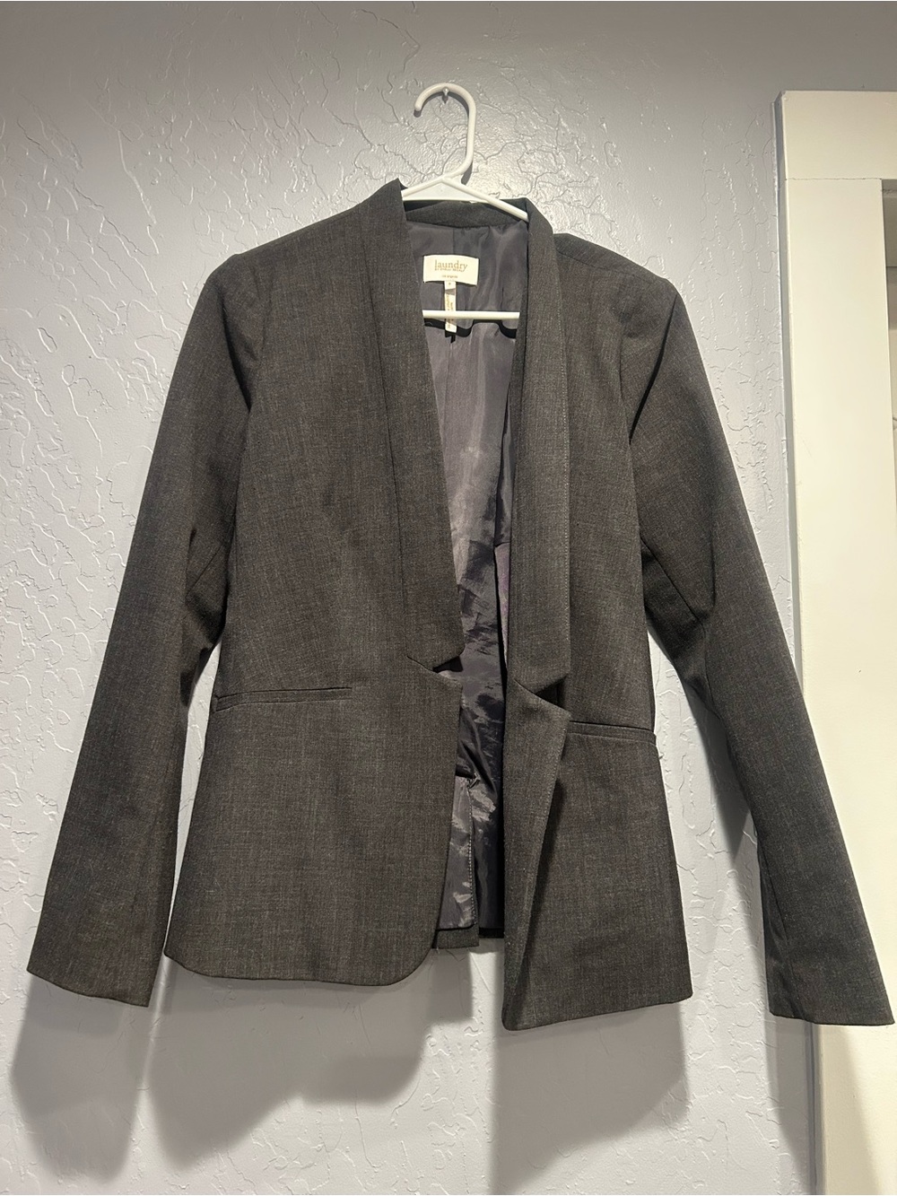 Laundry By Shelli Segal Charcoal Open-Front Blazer